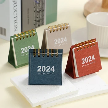 Frissítő Egyszerű, Egyszínű 2024 Mini Hordozható Asztali Papír Naptári Kreatív Táblázat Tekercs Naptári Irodai Asztali Dekoráció