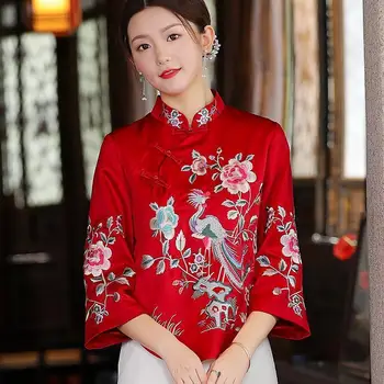 Tang Öltöny Cheongsams Vintage Etnikai Ruházat Hagyományos Kínai Ruhák Nők Hagyományos Kínai Jelmez Női Hímzett Felső