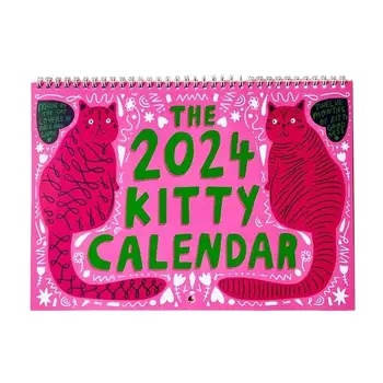 2024 Kitty Naptári Rózsaszín Macska Naptári Nappali Szoba Cica Fali Naptár Fali Tervező Otthon Dekoráció