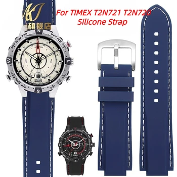 24*16 mm-es Domború férfi szilikon Karóra szíj, a TIMEX Árapály T2N721 T2N720 TW2T76500 2T76300 Kék sport vízálló gumi Watchband