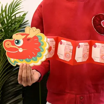 DIY Kártya Csomagolás Kínai Összecsukható Piros Boríték Írószer 2024 Kínai Sárkány Éve Összecsukható Szerencsés Pénzt Zseb