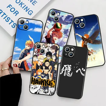 Haikyuu Anime Apple iPhone 11 Telefon Esetében 14 13 12 XS XR X 8 7 6 6 5 5S SE Pro Max Plus mini Fekete Borító