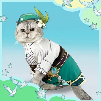 Játék Genshin Hatása Venti Pet póló Genshin Hatása Háziállatok Cosplay Venti Cat öltöztetős Barbatos Kiskutya Ruhát Háziállat