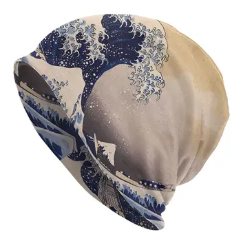 Bonnet Kalapok a Férfiak a Nők Vékony Skullies Sapkák Sapka A Nagy Hullám Le Kanagawa Által Katsushika Hokusai Őszi Meleg Sapka Design Sapkák