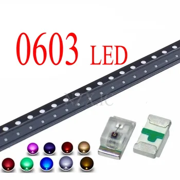 100 0603 SMD LED-es, Fehér, Piros, Kék, Sárga, Zöld, Narancs Meleg Fehér, Rózsaszín, Lila RGB Fénykibocsátó Dióda