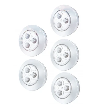 5 Csomag LED, Akkumulátoros, Vezeték nélküli Este Koppintson a Nyomja meg a Lámpa Stick-On Nyomja Biztonságos Lámpák, Előszoba, Konyha Hálószoba Fürdőszoba Szekrény