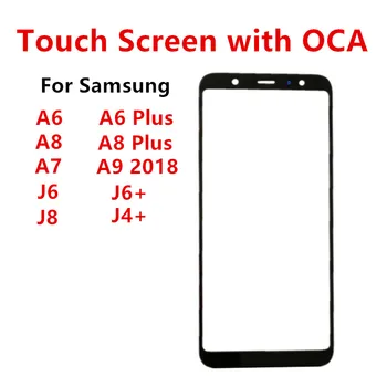 Érintőképernyős Samsung Galaxy A6 A8 Plusz A7 A9 2018 J4 J6 J8 + Ki az Üveg LCD Előlapi Objektívvel OCA Ragasztó