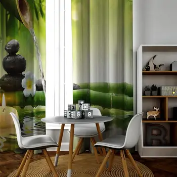 A zöld Növény Levelei Zuhanyzó Függöny Vízálló Szövet Ruhával Fürdő Függöny 3D Trópusi Növények Nyomtatott Ablak Sun Protection Képernyő