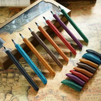 Kézzel készített Marhabőr tolltartó Vintage tolltartó High-end Toll Sleeve Tok DIY Bőr, Toll Védő Táska Kézműves