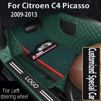 Autó Belső Szőnyegek Dekoratív Floorliner Bőr Autó Szőnyeg A Citroen C4 Picasso 5 Hely 2009 2010 2011 2012 2013