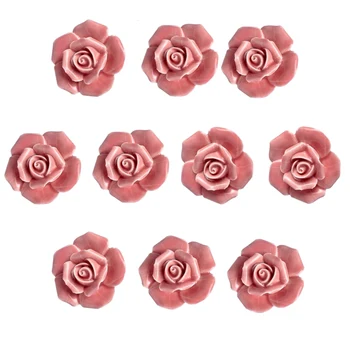 10 Db Kerámia Régi Virágos Rózsa Virág Kilincs Fogantyú Fiókban Konyha + Csavarok (Rózsaszín)