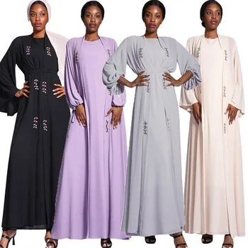 Ramadan Muszlim Nők Hosszú Abaya Nyitva Kimonó Kardigán Közel-Keleti Iszlám Maxi Palást Kaftán Luxus, Strasszos Arab Törökország Dubai