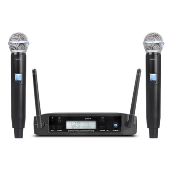 GLXD4 Vezeték nélküli Mikrofon 2 Csatorna UHF Professzionális Kézi Mikrofon Színpadi Buli, Karaoke Egyház Találkozó EU-Csatlakozó