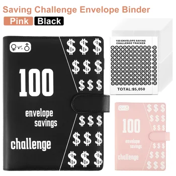 Új 100 Borítékok Pénz Megtakarítás Kihívás Binder Költségvetés Binder Könyv 4-Panel Készpénz Borítékok Hordozható Megtakarítás Költségvetés Kötőanyag