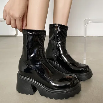Platform Chelsea Boots Vaskos Női Divat Magassarkú Cipő Téli 2023 Új Trend Alkalmi Gót Vastag Női Boka Csizma Szivattyúk