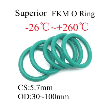 CS 5.7 mm-es FKM Fluor Oxigén O-gyűrű Tömítő Gyűrű Olaj-ellenáll a Magas hőmérséklet Korrózió Fluororubber Pecsétek Teljes 2db