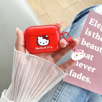 Aranyos Rajzfilm Sanrio Hello Kitty Fülhallgató Esetében AirPods 1 2 3 Pro 2021 Vezeték nélküli Bluetooth Headset Puha TPU védőburkolat