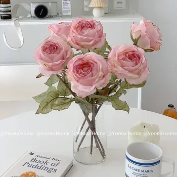 Gyönyörű koreai Rózsa Utánzat Ins Mesterséges Virág Utánzat Csokor Felvételi tárgyak, Otthon Dekoráció Elhelyezése