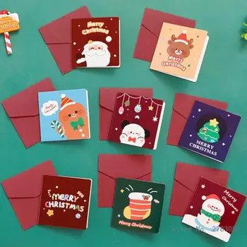 10db/set Ünnep Kártya Gyűjtemény Boríték Karácsonyi Témájú képeslapokat Üres Belső Papír Kártyák Véletlen Szín